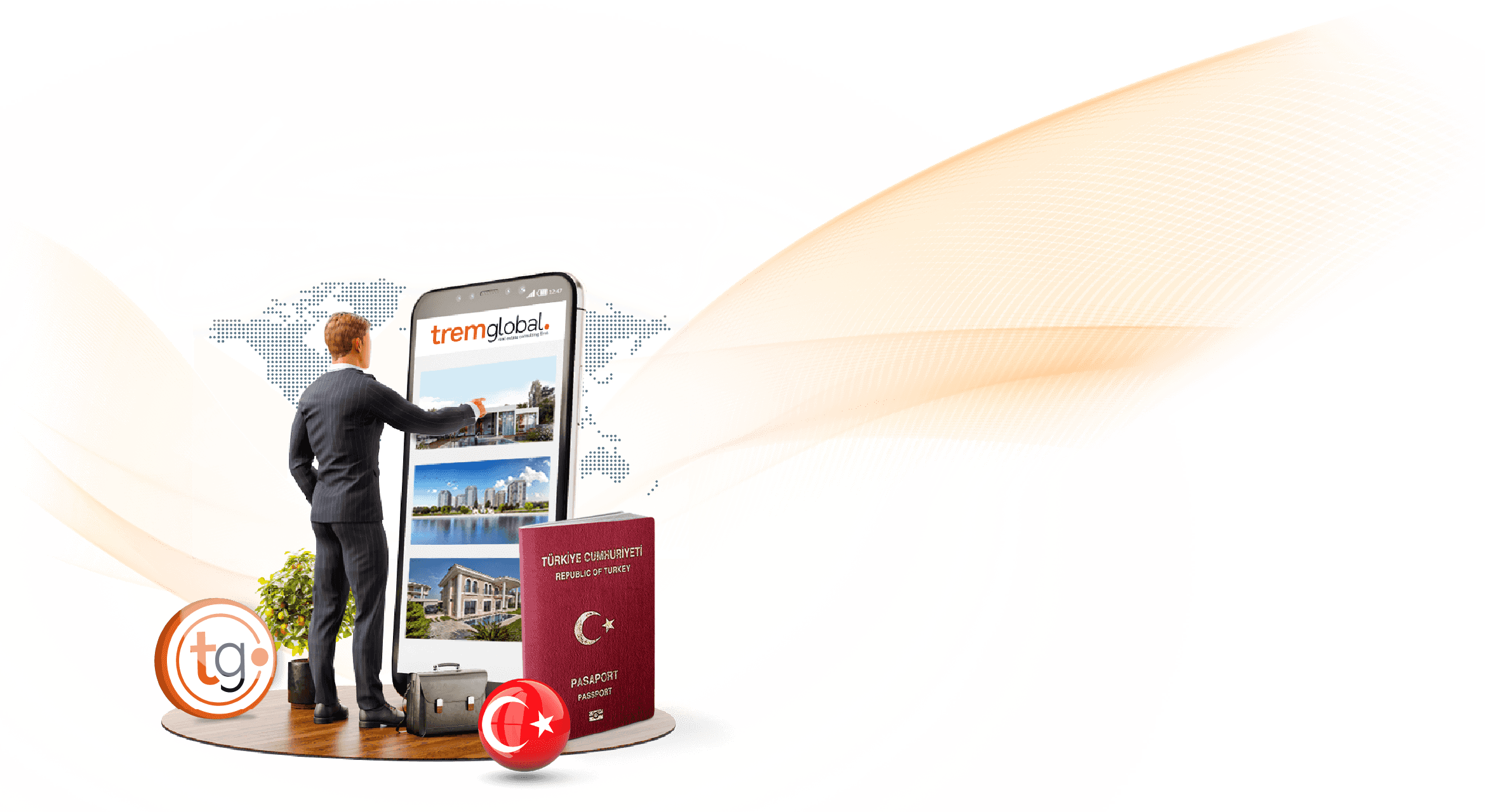 Trem global smart phone and passaport