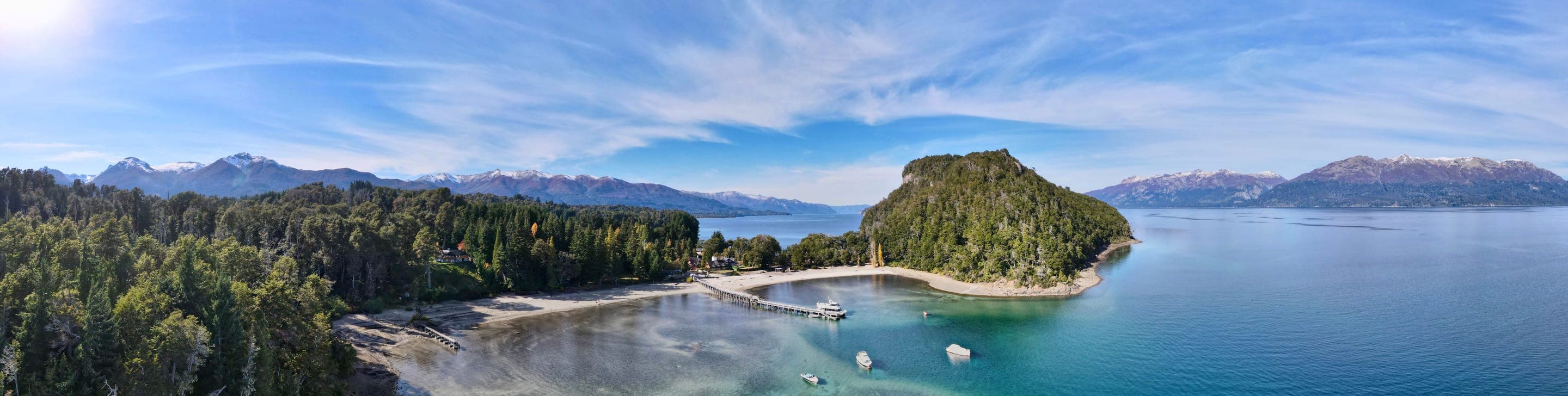 Aerial view of an island on Nahuel Huapi Lake in Patagonia, Argentina