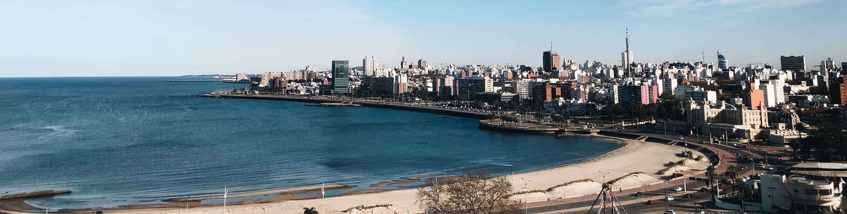 Montevideo, Uruguay skyline seen from the Rambla waterfront