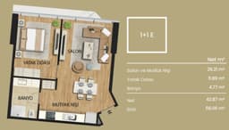 AeroTop Kadıköy floor plan 1+1
