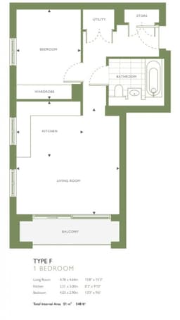 مخطط طابق Oasis Residence 1+1