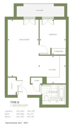 مخطط طابق Oasis Residence 1+1