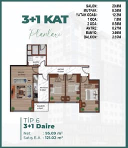 Sona Park Sultangazi floor plan 3+1
