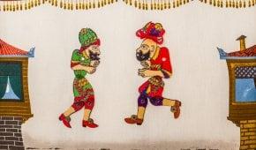 Traditionelle türkische Marionetten aus chinesischen Schatten: Hacivat und Karagöz